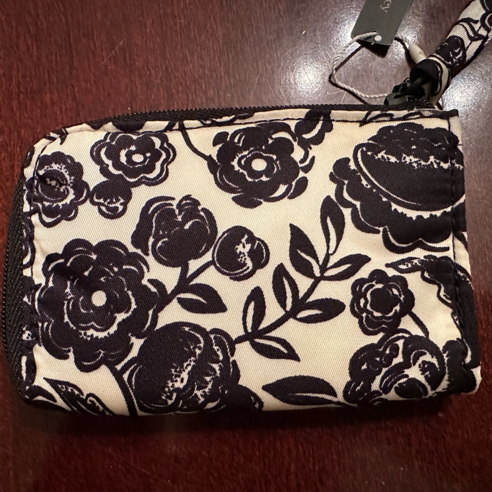 Vera Bradley Zip Card Pouch Bubbly Flowers Black NWT - Picture 3 of 8